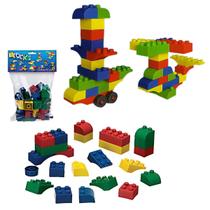Brinquedo Blocos de Montar 30 Peças com Rodinhas Ever Green