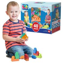 Brinquedo Blocos De Montar Infantil 40 Pçs Encaixe Educativo Brinquedo Blocos De Montar Infantil 40 Pçs Encaixe Educativo