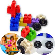Brinquedo Blocos de Montar Infantil com Rodinhas 16 Peças