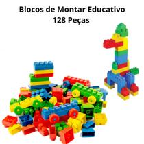 Brinquedo Blocos De Montar lego Infantil Educativo Encaixe 128 Peças