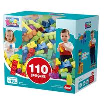 Brinquedo Blocos Educativo Didático Pedagógico Infantil Montar Encaixar Grande 110 peças Dismat