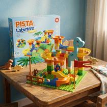 Brinquedo Blocos Montar Pista Dinossauro Labirinto Com bolinha 130