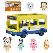 Brinquedo Bluey Bus + Colegas - 6 Bonecos (6 a 7,5cm) - Exclusivo Amazon