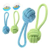 Brinquedo Bola Mordedora de Corda para Cachorro Interativo Resistente -Azul/Verde