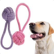 Brinquedo Bola Mordedora de Corda para Cachorro Pet Rosa/Roxo