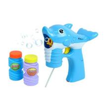 Brinquedo Bolinha de sabão golfinho com recargas com luz e som- Azul