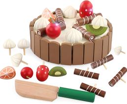 Brinquedo Bolo de Aniversário Comidinha Magnética 17 Peças em Madeira Faz de Conta Brinquedo Bolo de Aniversário Comidinha Magnética 17 Peças em Madeira Faz de Conta