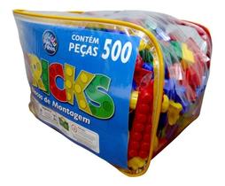 Brinquedo Bolsa Plástica Monta Peça Encaixar Fácil C/ 500pcs Brinquedo Bolsa Plástica Monta Peça Encaixar Fácil C/ 500pcs