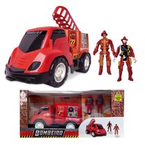 Brinquedo Bombeiro Base Móvel C/ Caminhão E 4 Bombeiros 0136