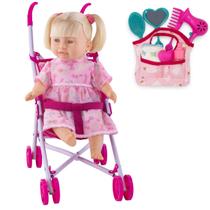 Brinquedo Boneca Baby Minha 1ª Consulta + Carrinho e Bolsa