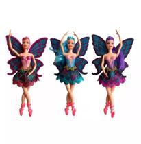 Brinquedo Boneca Bailarina Com Asas Ballet Articulada 30cm E Acessórios