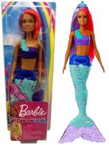 Brinquedo Boneca Barbie Menina Sereia Princesa Morena Negra Dreamtopia - Moderna Cabelo Lilás E Vermelho - Mattel