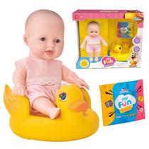 Brinquedo Boneca Bebê Articulada My Fun Hora Do Banho Com Boia Infantil E Surpresa