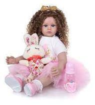 Brinquedo Boneca Bebê Reborn 60cm Princesa Aurora 1º Aniversario - Mundo Encantado