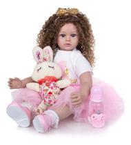 Brinquedo Boneca Bebê Reborn 60cm Princesa Aurora 1º Aniversario