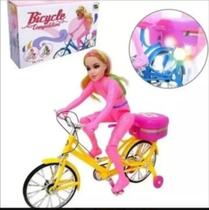 Brinquedo Boneca Ciclista Anda na Bicicleta Musical