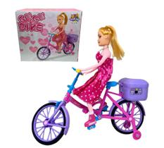 Brinquedo Boneca Ciclista Bicicleta Articulada Musical E Luz