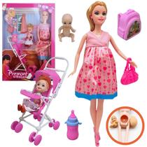 Brinquedo Boneca Gravida Com Bebê Na Barriga Roupinhas e Acessórios Presente Meninas e Meninos
