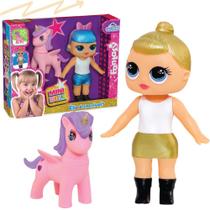 Brinquedo Boneca infantil Mini Doll Fantasy com Unicornio ponei