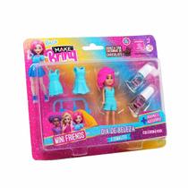 Brinquedo Boneca Malu Mini Friends Kit Beleza com Acessórios e 2 Esmaltes