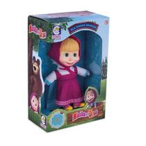 Brinquedo Boneca Masha Cotiplas 23cm em Plástico Vinil Garotinha Travessa com Vestido de Pano Rosa - 2404