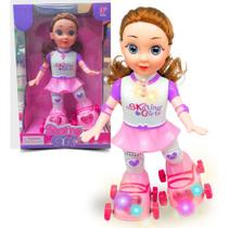 Brinquedo Boneca Patinadora Amy Patins Acende a Luz com Som Cor Vibrante