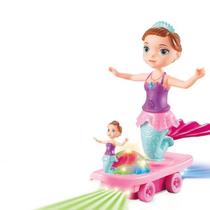 Brinquedo Boneca Sereia Mãe E Filha Hoverboard Com Luz E Som