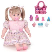 Brinquedo Boneca Sofi 74 Frases 56cm Chupeta + Bolsa Maternidade