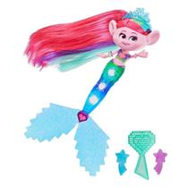 Brinquedo Boneca Trolls Sereia Poppy Com Luzes Hasbro F0307