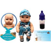 Brinquedo Boneco Bebê Menino Recém Nascido Com Acessórios Corpo em Vinil Estilo Reborn - Super Toys