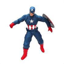 Brinquedo Boneco Capitão América Gigante 45Cm com Escudo Articulado Infantil Revolution Mimo Toys - 0514