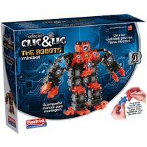 Brinquedo Boneco Montar Interativo Robô The Robots Minibot Grande Clic & Lig 91 Peças Plasbrink