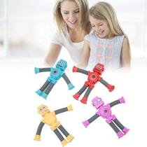 Brinquedo Boneco Robô com Ventosa Retrátil Diversão Infantil Sensorial Educacional com Luz Led Robozinho Estica Braços Pernas Flexível Criativo Brinquedo Boneco Robô com Ventosa Retrátil Diversão Infantil Sensorial Educacional com Luz Led Robozinho Estica Braços Pernas Flexível Criativo