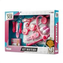 Brinquedo Brincando de Ser Médica Kit Doutora com Acessórios Rosa Faz de Conta Imaginação Multikids - BR960