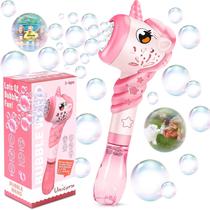 Brinquedo Bubble Wand Woplagyreat Unicorn Princess com rosa claro Brinquedo Bubble Wand Woplagyreat Unicorn Princess com rosa claro