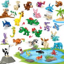 Brinquedo Building Block IMCUAMK 3 em 1, animal transformável, 72 unidades