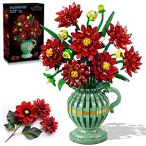 Brinquedo Building Block PLAXSOON Dahlia Flowers com vaso 1482 unidades Brinquedo Building Block PLAXSOON Dahlia Flowers com vaso 1482 unidades