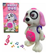 Brinquedo Cachorro Dançante Infantil Educativo Musical Dança Mexe Luzes E Som Rosa - FUN GAME