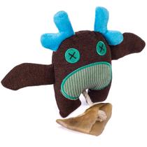 Brinquedo Cachorro MADOG BatLouco Pelucia Pet Casco Bovino