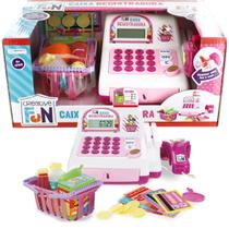 Brinquedo Caixa Registradora Creative Fun Rosa Com Acessórios e Mini Alimentos Multikids - BR387 - Multilaser