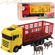 Brinquedo Caminhao boiadeiro com cavalos e bois grande menino presente - Orange Toys