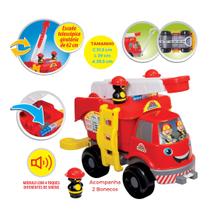 Brinquedo Caminhão Bombeiro Grande c/som, Puxador e Bombeiros, Merco Toys