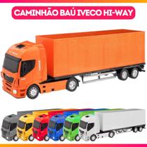Brinquedo Caminhão Carreta Iveco Bau Hi Way Longo 46Cm Porta Que Abre