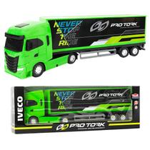 Brinquedo Caminhão Carreta Pro Tork Baú Grande 47 cm Iveco S-way Escala 1:30 Carreta Removível