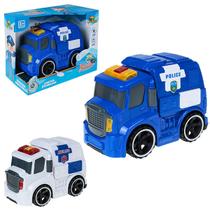 Brinquedo Caminhão Carro Policial A Fricção Com Som E Luz A Bateria Na Caixa