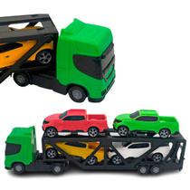 Brinquedo Caminhão Cegonha VD Infantil c/ Tampa + 4 Carros