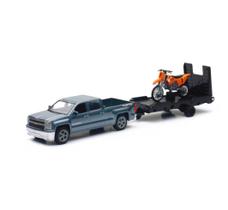 Brinquedo Caminhão Chevy Silverado Die Cast NewRay com Reboque Brinquedo Caminhão Chevy Silverado Die Cast NewRay com Reboque
