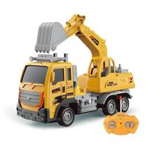 Brinquedo Caminhão De Obras Escavadeira Controle Remoto Acende Farol