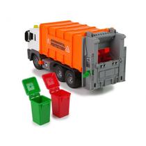 Brinquedo caminhão de reciclagem com latas de lixos