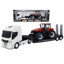 Brinquedo Caminhão Infantil - Carreta Plataforma com Trator Magnum Agriculture Case Hi-Hay Usual